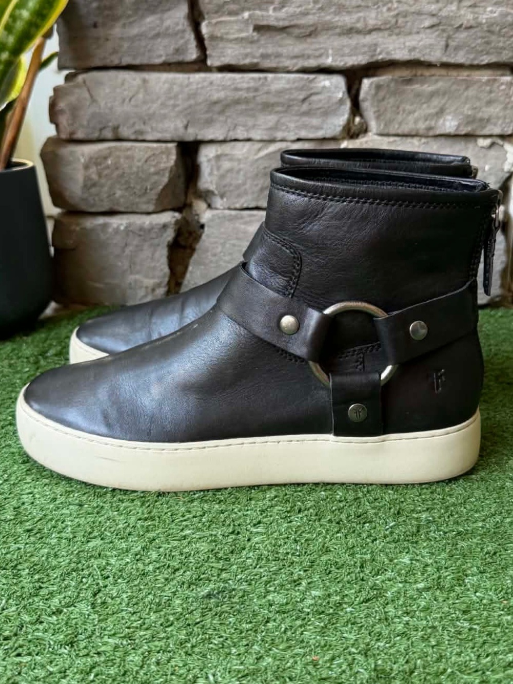 Frye Lena Black Leather Womens Harness Boots